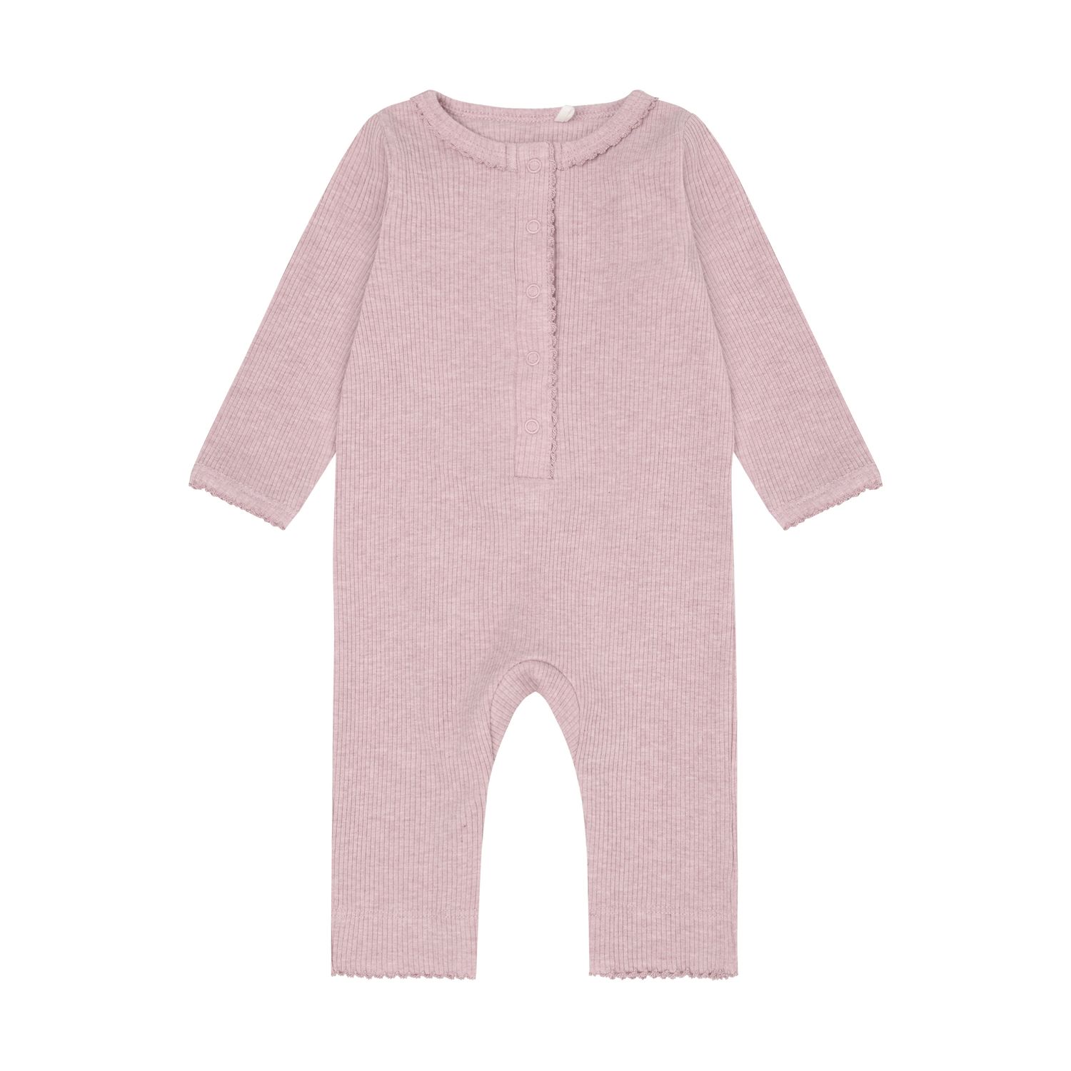 Fixoni-Romper LS Melange Rib-Pale Mauve Melange-Unisex