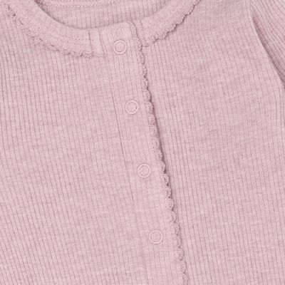 Fixoni-Romper LS Melange Rib-Pale Mauve Melange-Unisex
