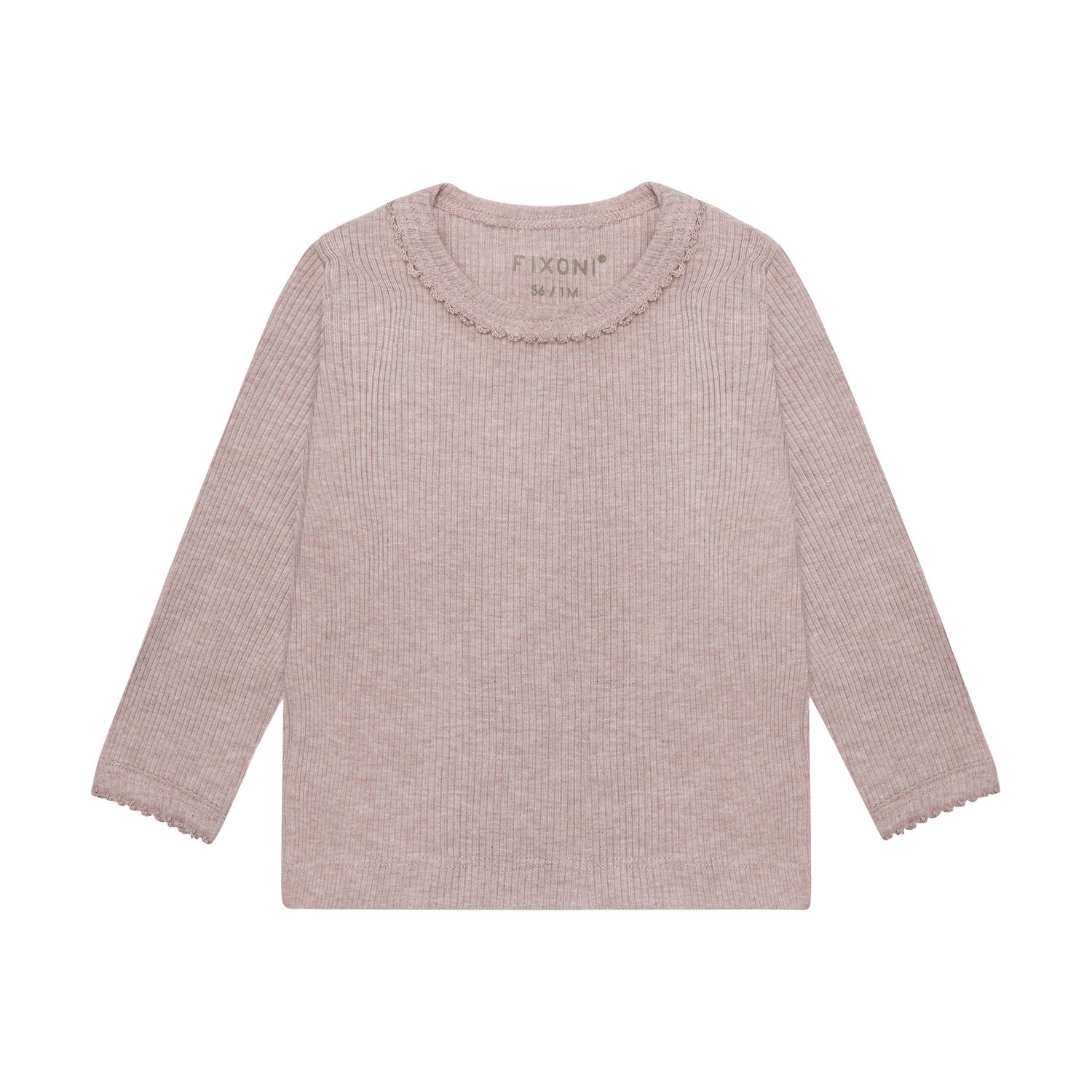 Fixoni-T-shirt LS Melange Rib-Pale Mauve Melange-Unisex
