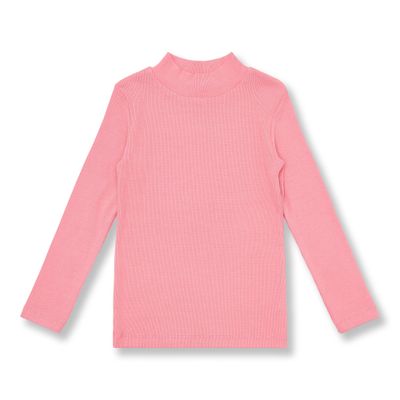 Petit Blush-Rib Turtle Neck | Rose -Tops