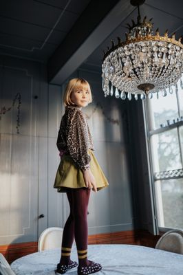 Petit Blush-Tight Stripes | Fig/Khaki-Socks &amp; Tights