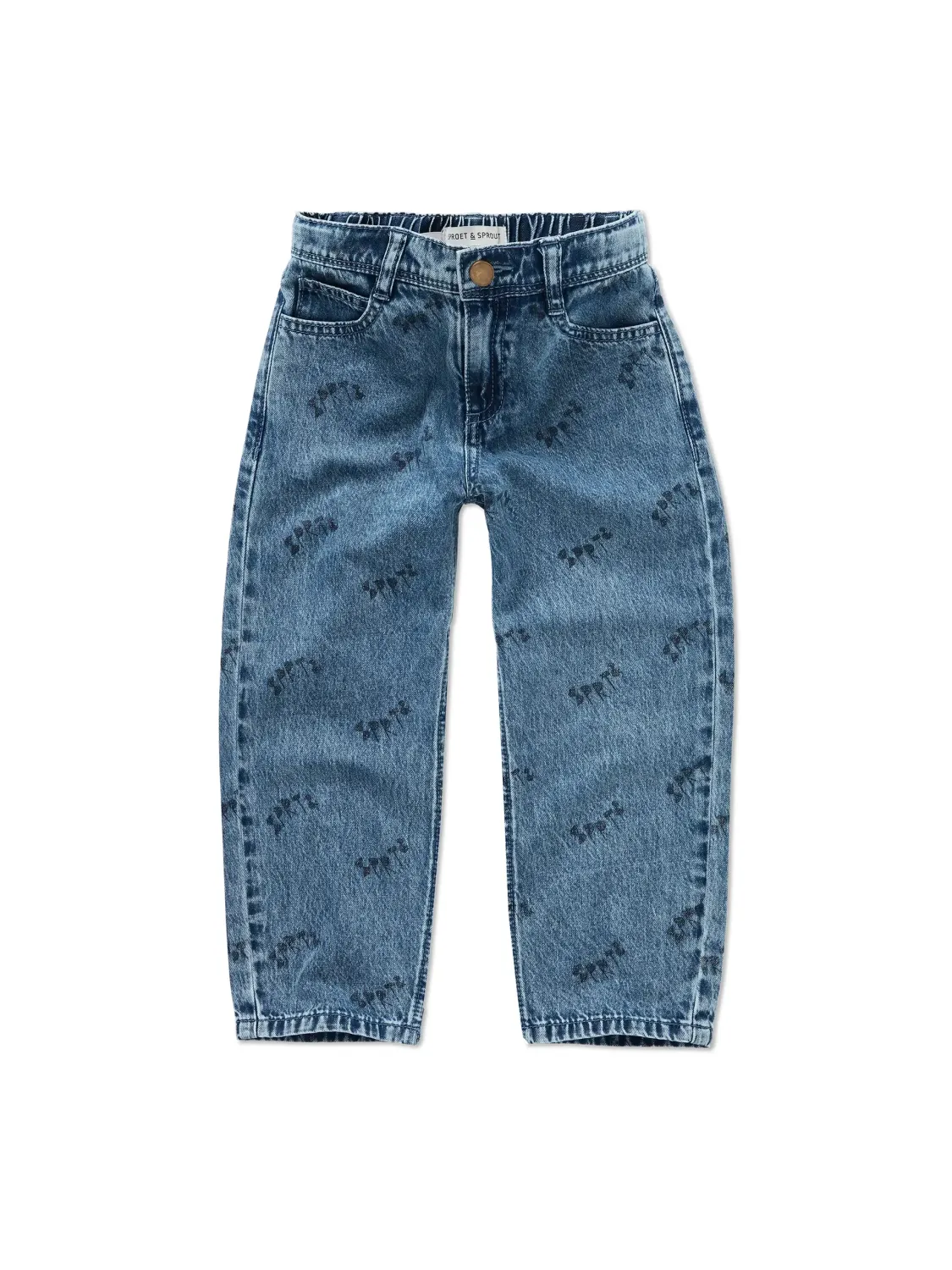 Sproet &amp; Sprout-Straight denim pants SPRT&amp; print -Blue denim