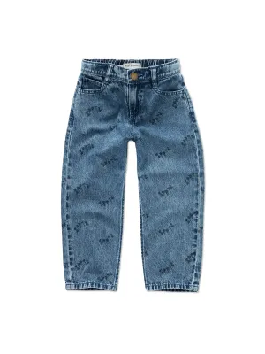 Sproet &amp; Sprout-Straight denim pants SPRT&amp; print -Blue denim