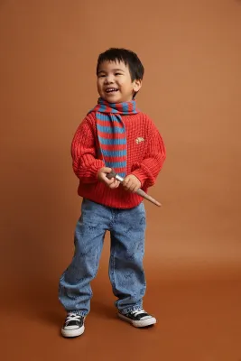 Sproet &amp; Sprout-Straight denim pants SPRT&amp; print -Blue denim