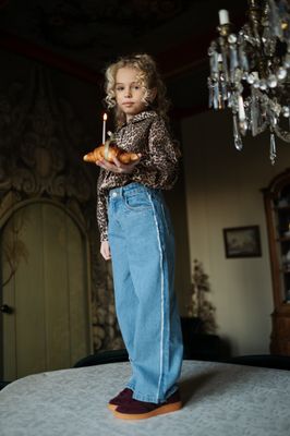 Petit Blush-Wide leg Jeans | Mid Blue-Pants