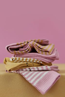 Gray Label-Ribbed Socks GOTS | 2-pack-Bubblegum - Cream