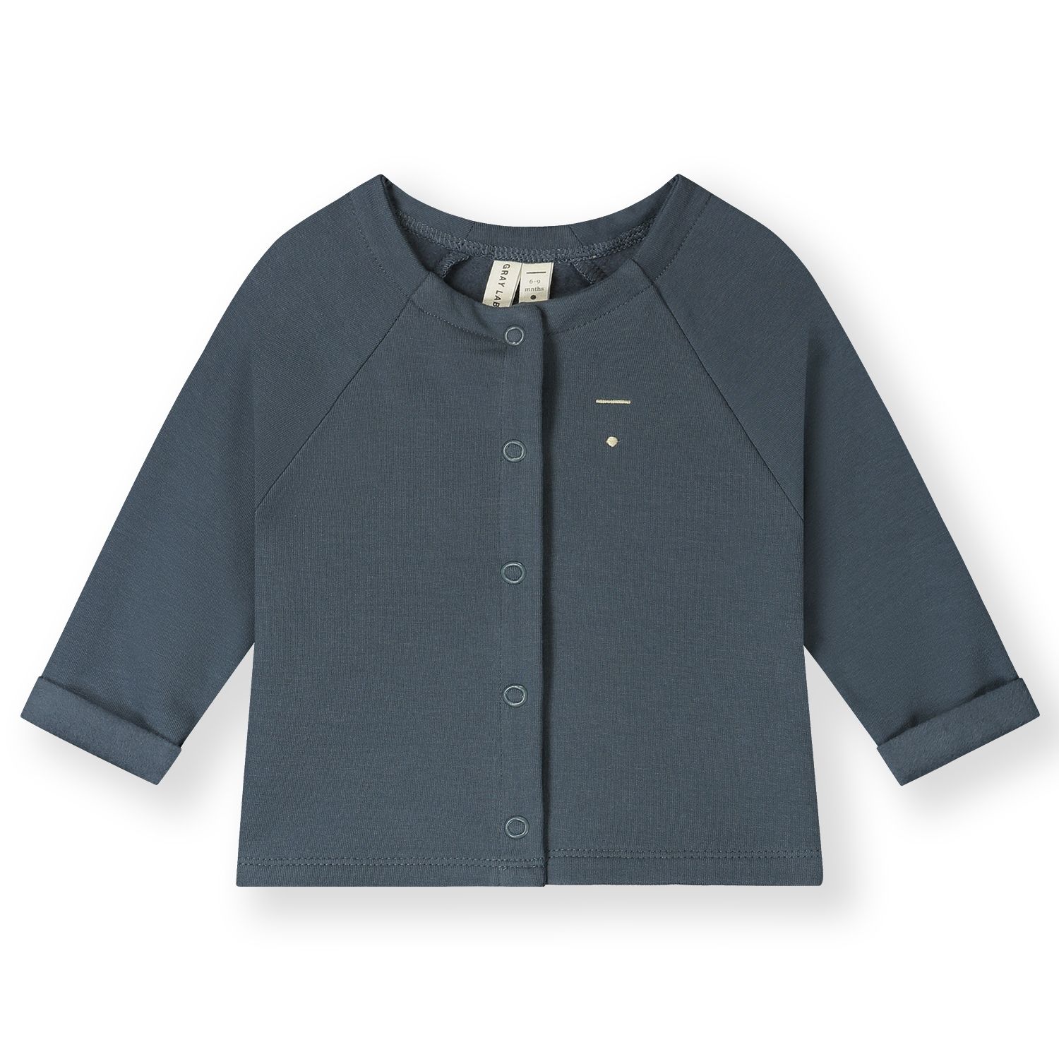 Gray Label-Baby Raglan Cardigan GOTS-Blue Gray