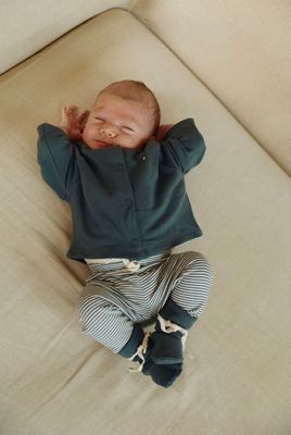 Gray Label-Baby Raglan Cardigan GOTS-Blue Gray