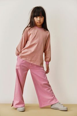 Gray Label-Straight Pants with Slit GOTS-Bubblegum