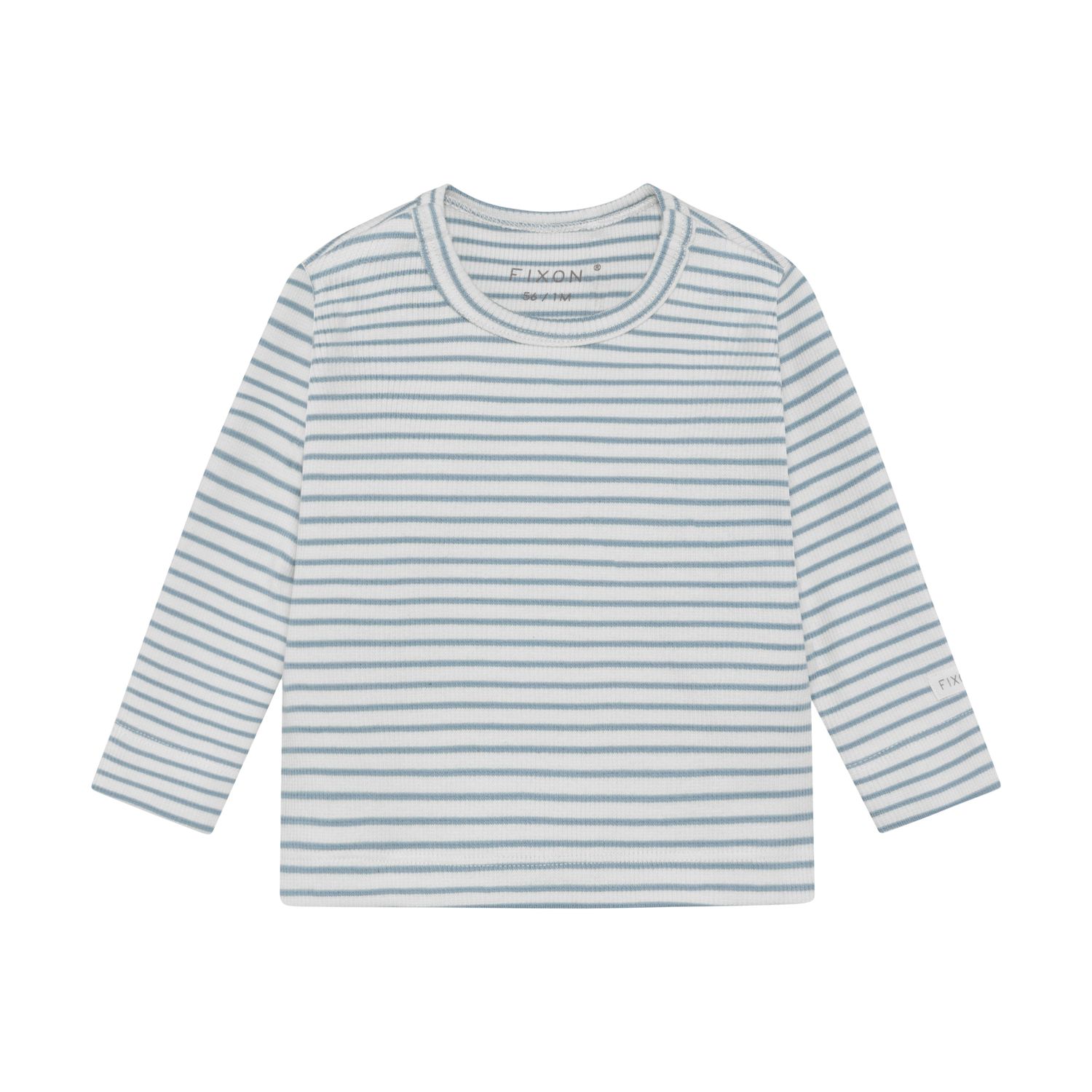FIXONI-T-shirt LS Rib-Dusty Blue