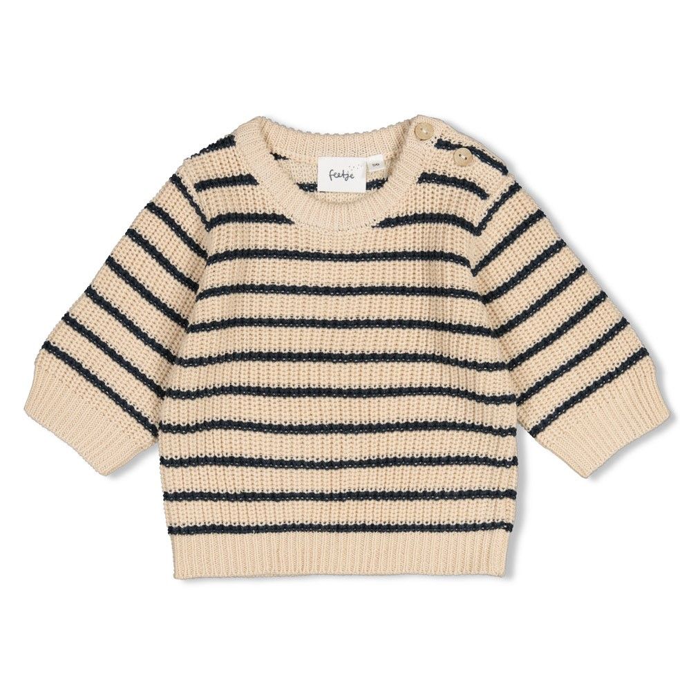 Feetje-Sweater gebreid streep - Winter Denims-Taupe