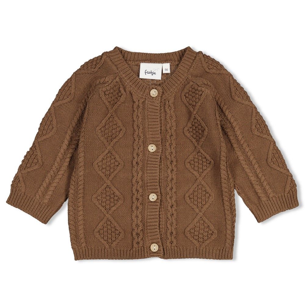 Feetje-Vestje gebreid cable-knit - The Knits-Bruin