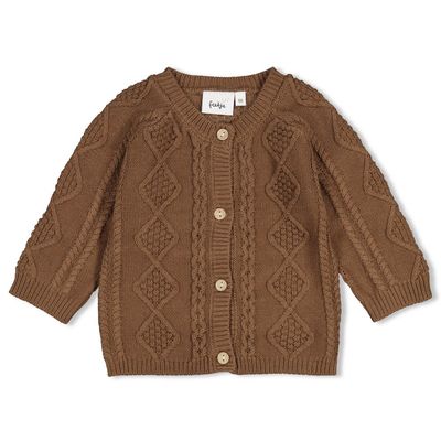 Feetje-Vestje gebreid cable-knit - The Knits-Bruin