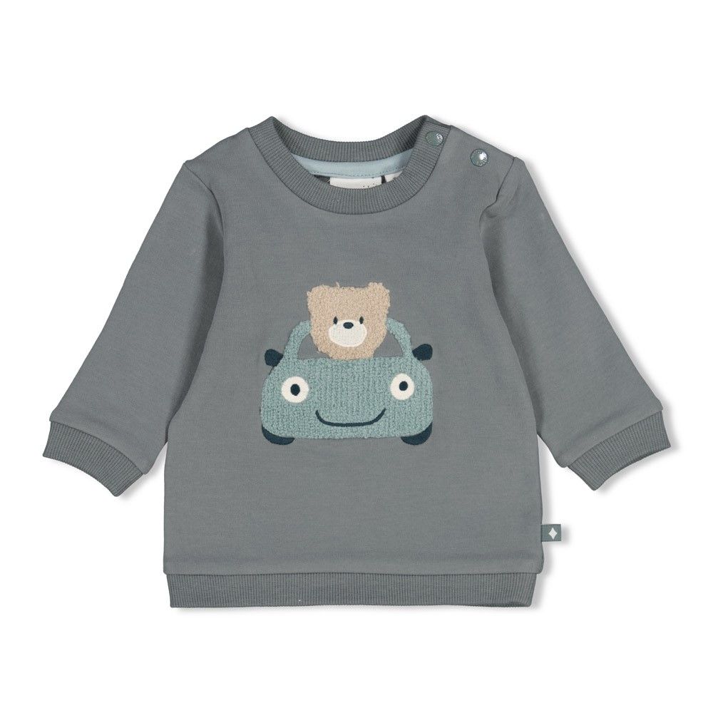 Feetje-Sweater - Beep Beep-Zeegroen
