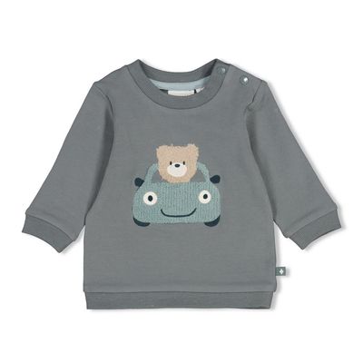 Feetje-Sweater - Beep Beep-Zeegroen