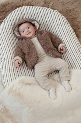 Feetje-Bouclé omkeerbaar jasje met capuchon - My Little Love-Taupe
