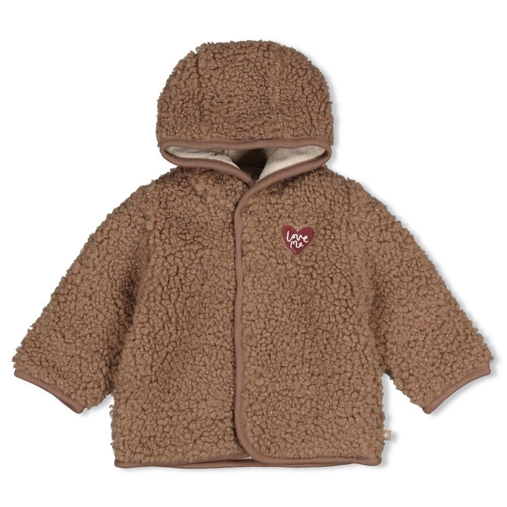 Feetje-Bouclé omkeerbaar jasje met capuchon - My Little Love-Taupe