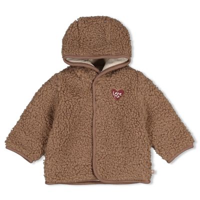 Feetje-Bouclé omkeerbaar jasje met capuchon - My Little Love-Taupe