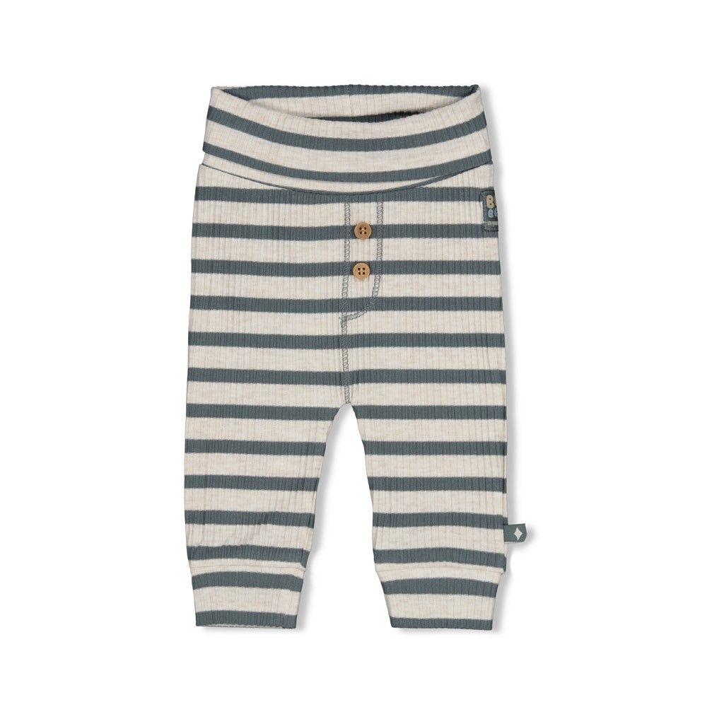 Feetje-Broek rib met streep - Beep Beep-Zeegroen