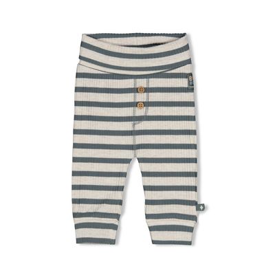 Feetje-Broek rib met streep - Beep Beep-Zeegroen