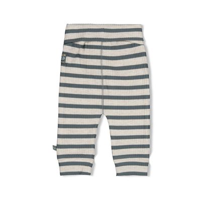 Feetje-Broek rib met streep - Beep Beep-Zeegroen