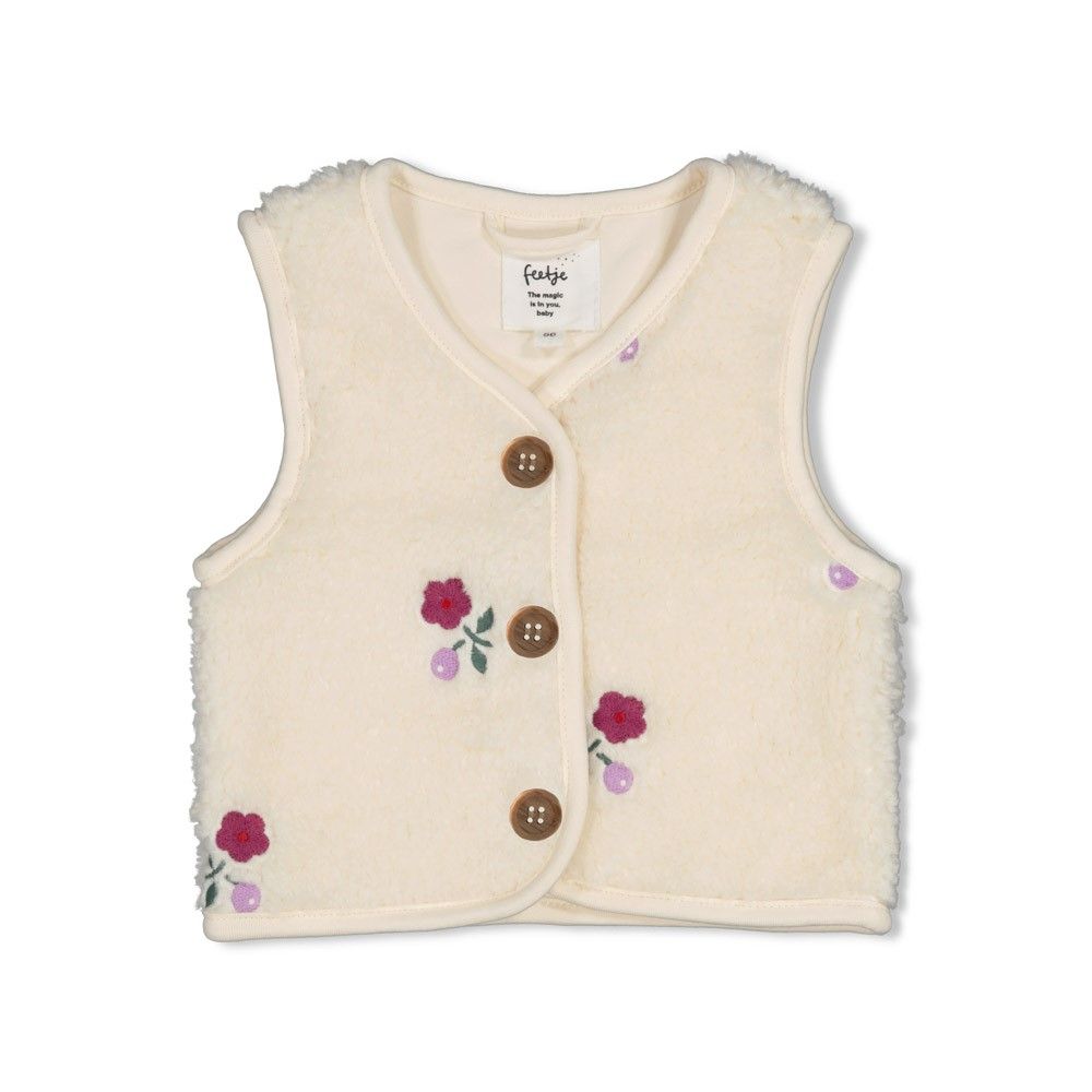 Feetje-Teddy gilet met borduursels - Afternoon Tea-Creme