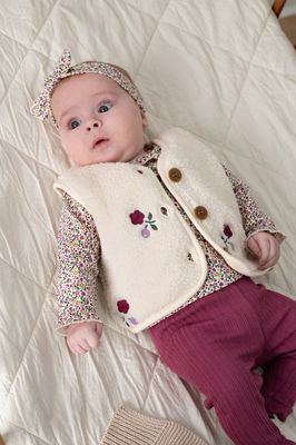 Feetje-Teddy gilet met borduursels - Afternoon Tea-Creme