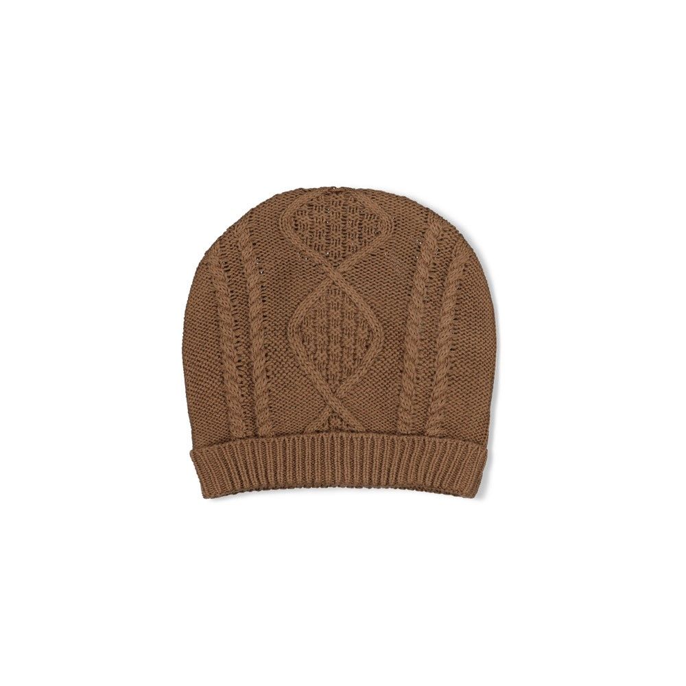 Feetje-Mutsje gebreid cable-knit - The Knits-Bruin