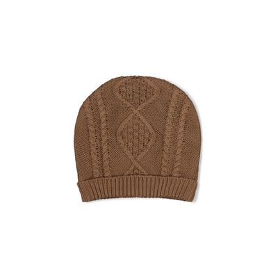 Feetje-Mutsje gebreid cable-knit - The Knits-Bruin