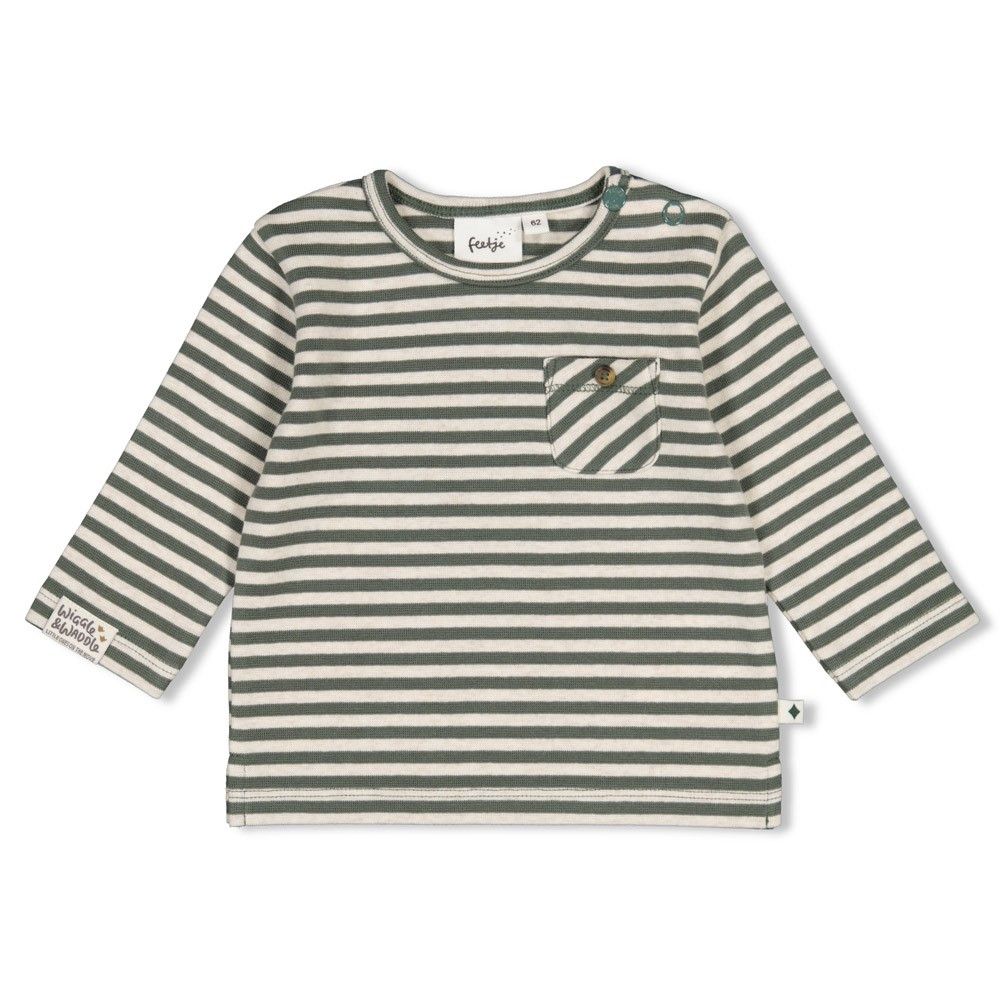 Feetje-Longsleeve rib met streep - Wiggle and Waddle-Groen-W2622-51602837