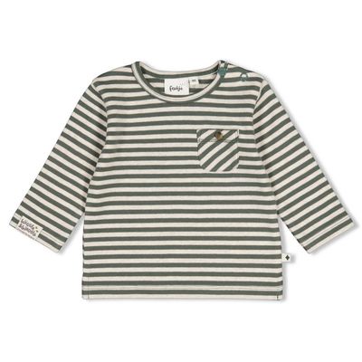 Feetje-Longsleeve rib met streep - Wiggle and Waddle-Groen-W2622-51602837
