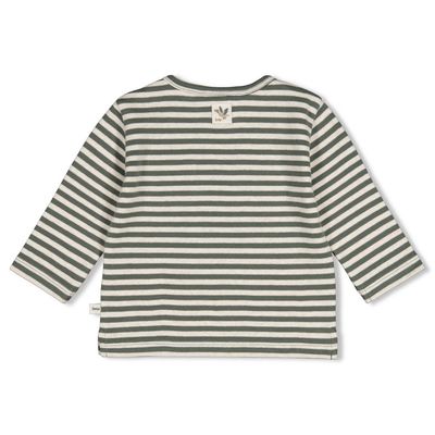 Feetje-Longsleeve rib met streep - Wiggle and Waddle-Groen-W2622-51602837