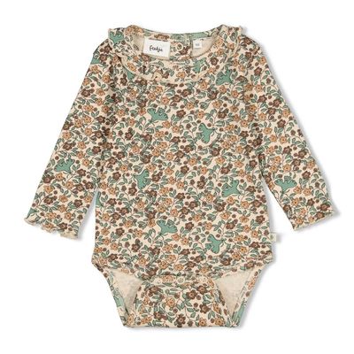 Feetje-Romper rib AOP - Lucky Bloombird-Offwhite