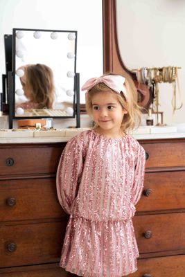 House of Jamie-Sequins Skirt-Rose Mauve