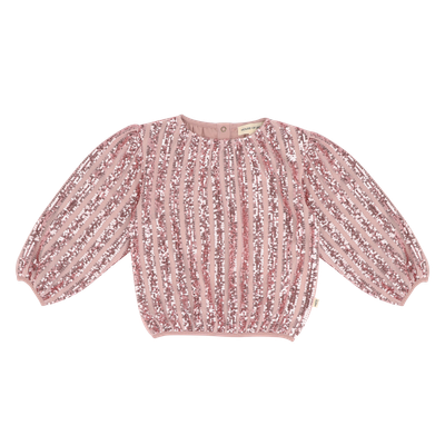 House of Jamie-Puff Balloon Sequins Jumper-Rose Mauve