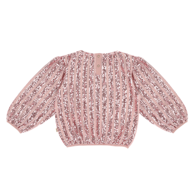 House of Jamie-Puff Balloon Sequins Jumper-Rose Mauve