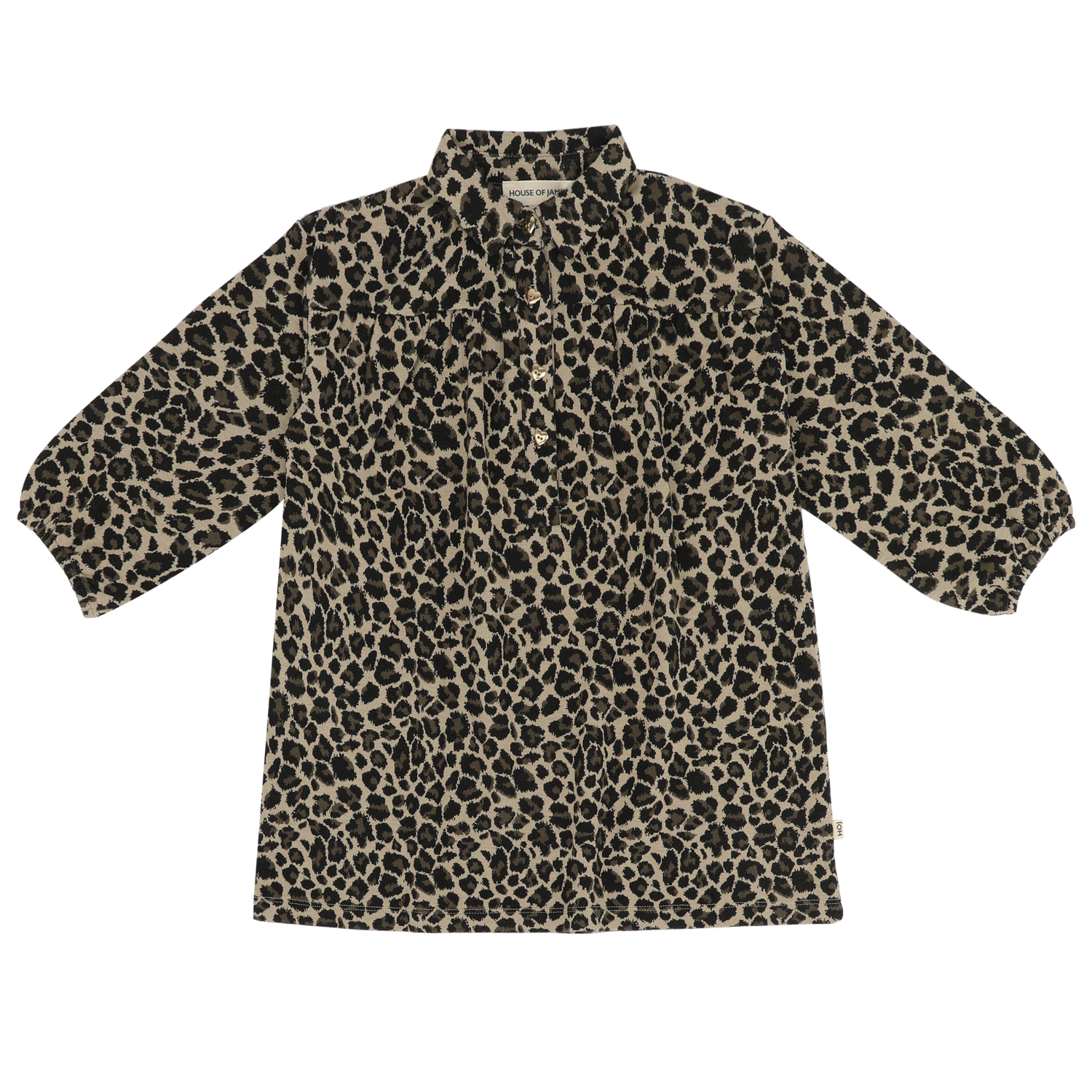 House of Jamie-Shirt Collar Dress-Leopard Moonlight (Jacquard)