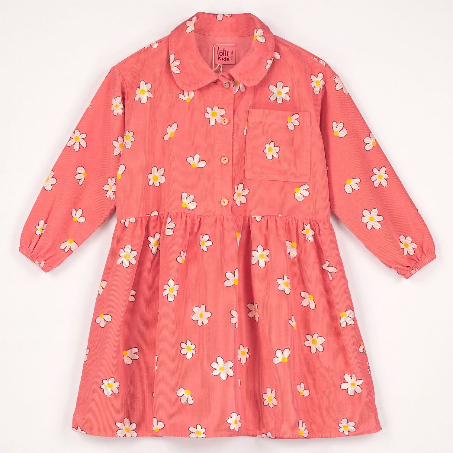 Woven buttoned dress Coral