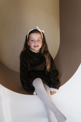 Navy Natural - Jackie broderie sweater brown teddy
