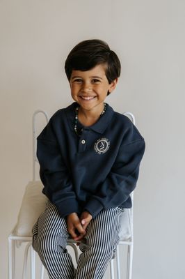 Navy Natural - Scott polo sweater graphite
