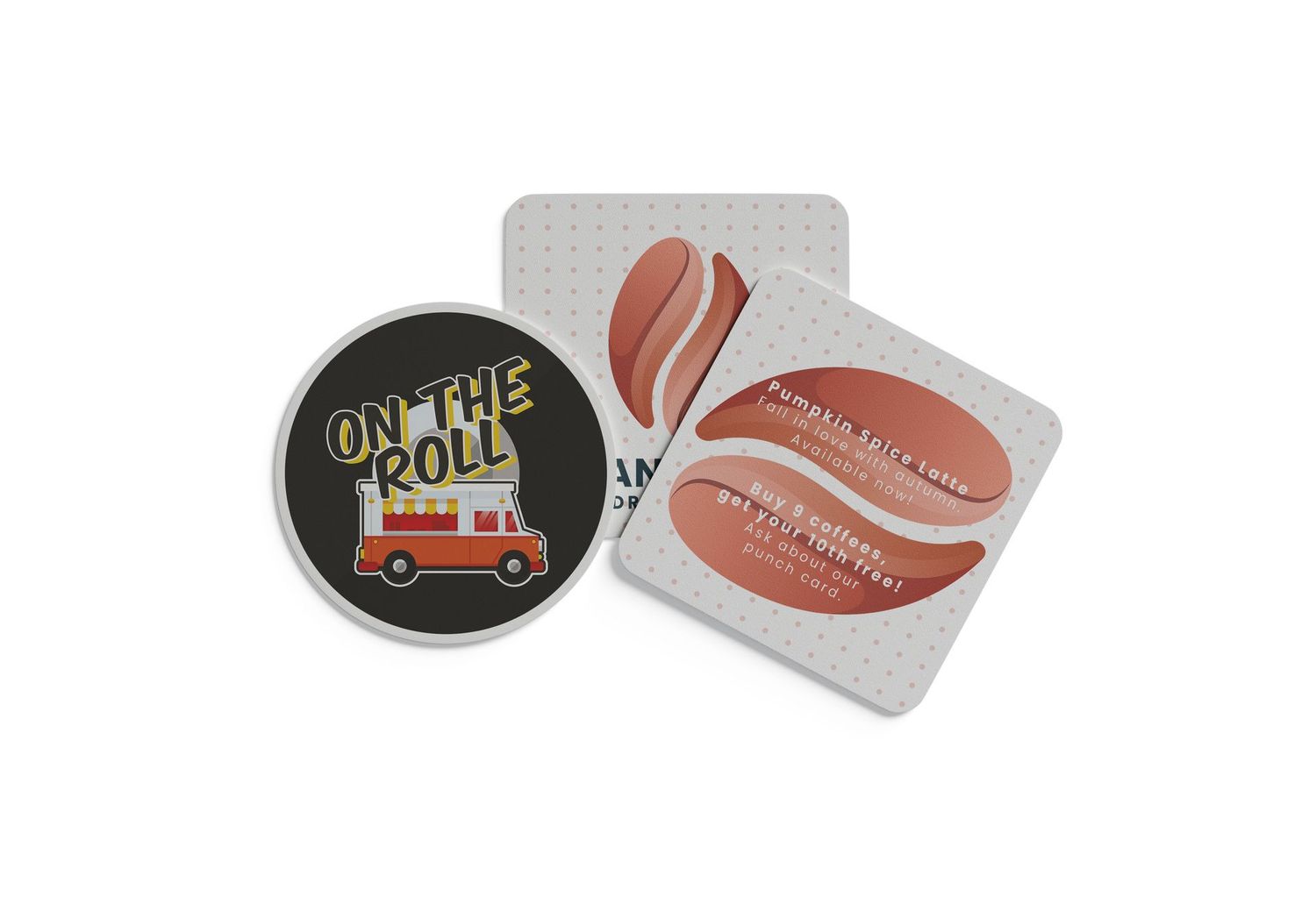 Custom 4” Square or Round Coasters – Premium 24 Pt. Blotter Paper