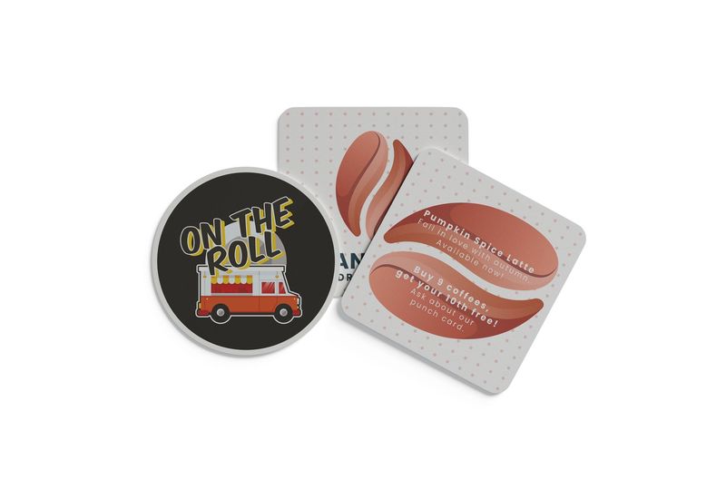 Custom 4” Square or Round Coasters – Premium 24 Pt. Blotter Paper