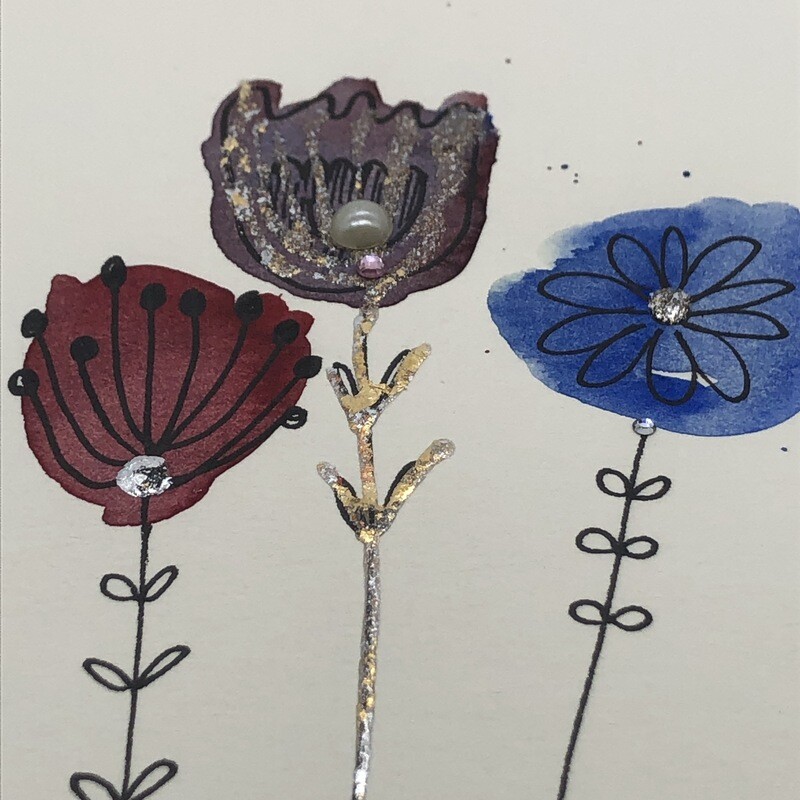 Billett „handmade“ groß Blumen