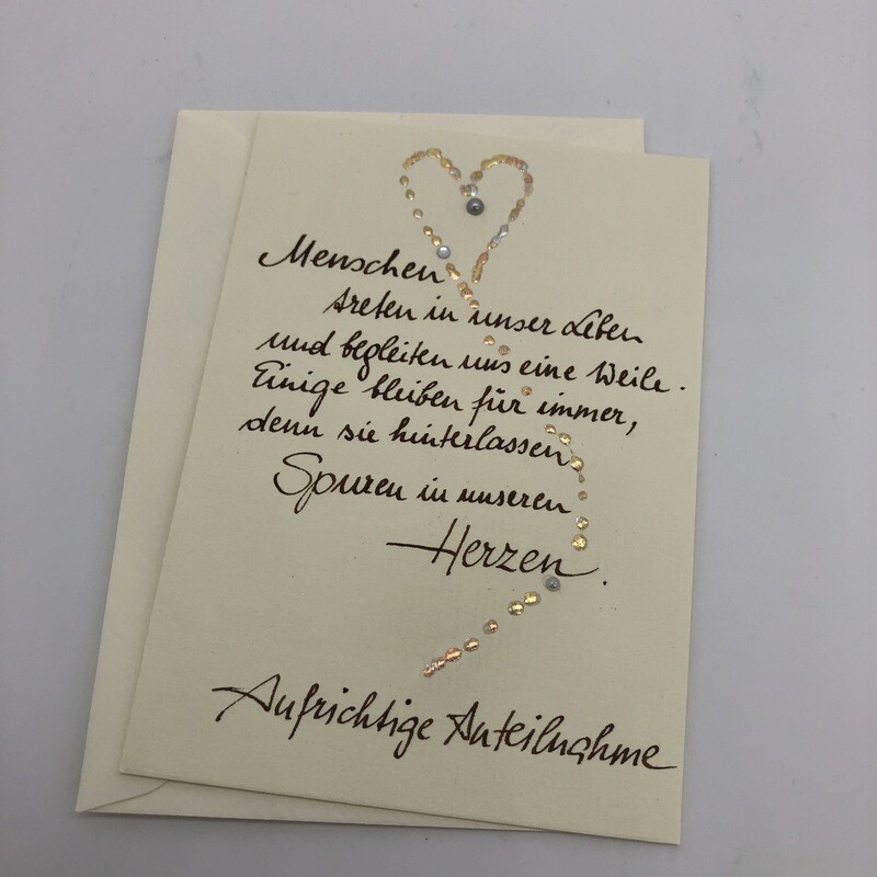 Billett „handmade“ - Trauer mit Spruch