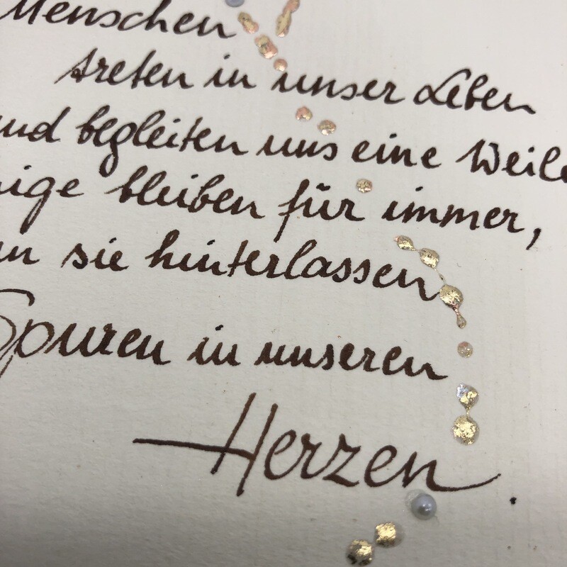 Billett „handmade“ - Trauer mit Spruch
