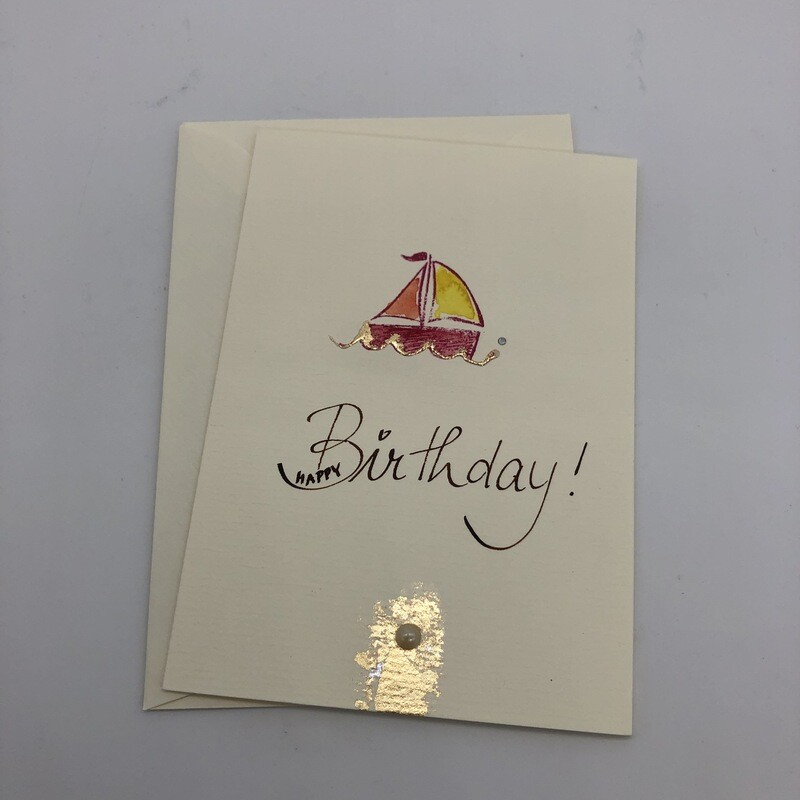 Billett „handmade“ Happy Birthday! mit Segelboot
