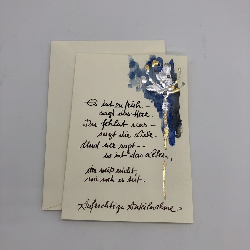 Billett „handmade“ - Trauer - mit Spruch