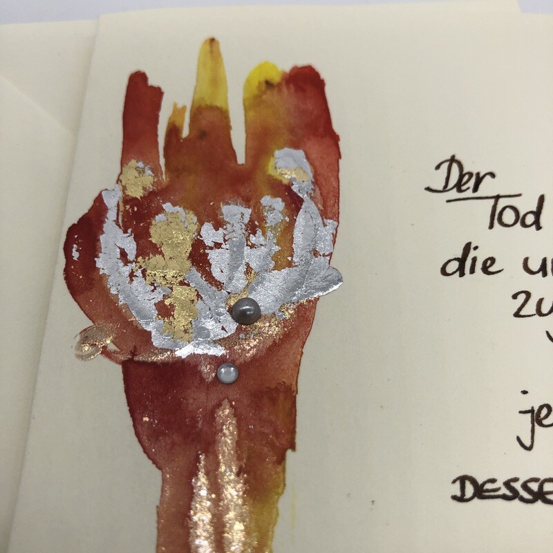 Billett „handmade“ - Trauer - mit Spruch