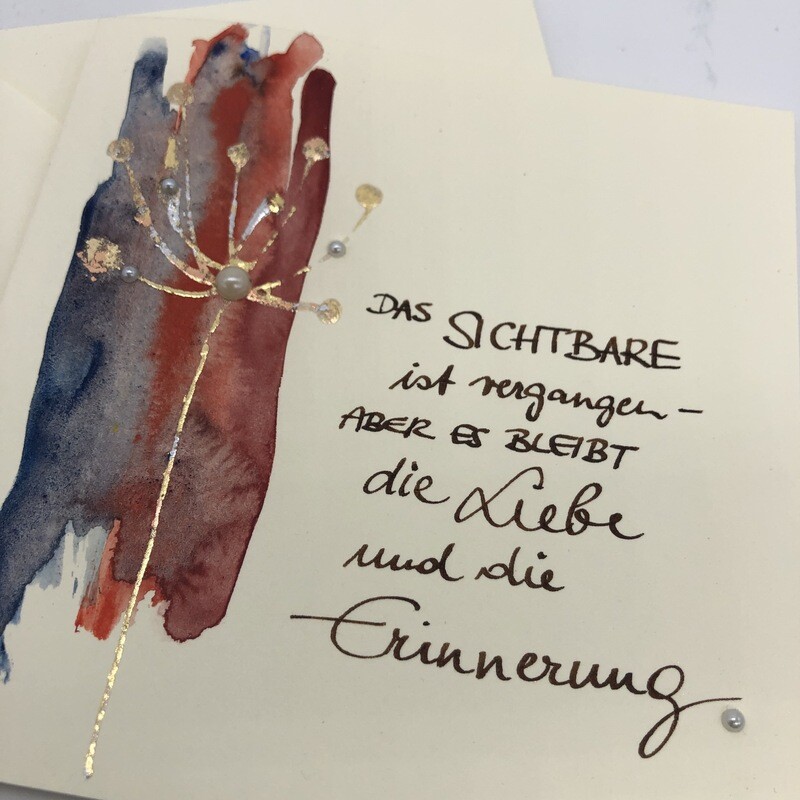 Billett „handmade“ - Trauer - mit Spruch