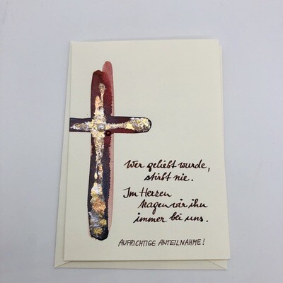 Billett „handmade“ Trauer Kreuz